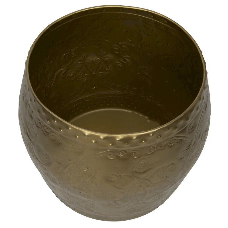 Debossed Metal Drum Side Table