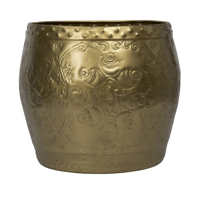 Debossed Metal Drum Side Table