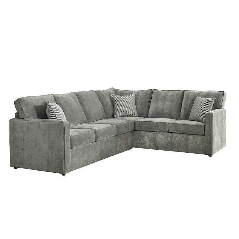 Maddox Grey Sectional Sofa Bed w/ Queen Gel Memory Foam Mattress