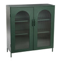 Metal Cabinet with 2 Arched Glass Doors