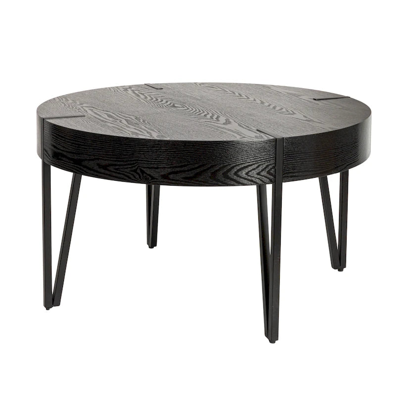 Wood Side Coffee Table with Metal Hairpin Legs