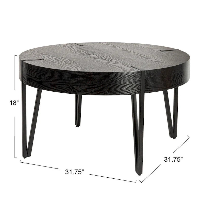 Wood Side Coffee Table with Metal Hairpin Legs