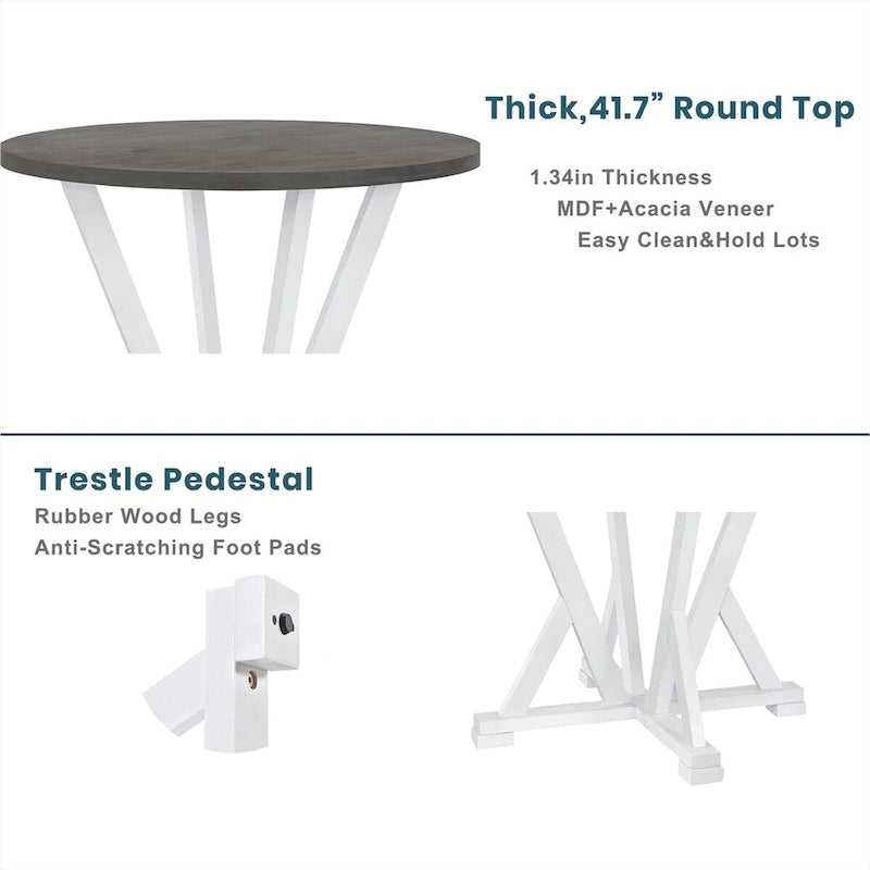 Rustic Farmhouse 5-Piece Counter Height Dining Table Set