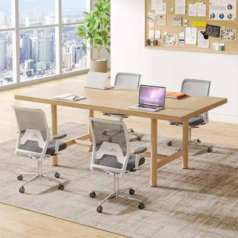 Rectangular Conference Table, 63 Inches Conference Room Table for 6 People, Modern Meeting Table