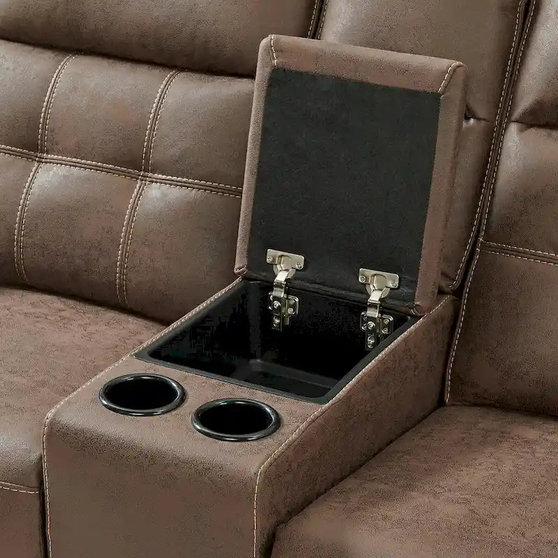 Roundhill Furniture Lesley 2-Piece Living Room Reclining Set, Brown