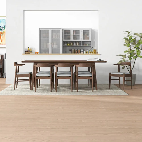 Avondale Mid Century Modern Solid Wood 9 Piece Comfy Dining Room Set