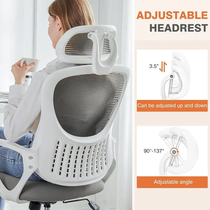 Ergonomic Office Chair, High Back Desk Chair with Headrest, Home Office Swivel Mesh Computer Chair Office Chairs