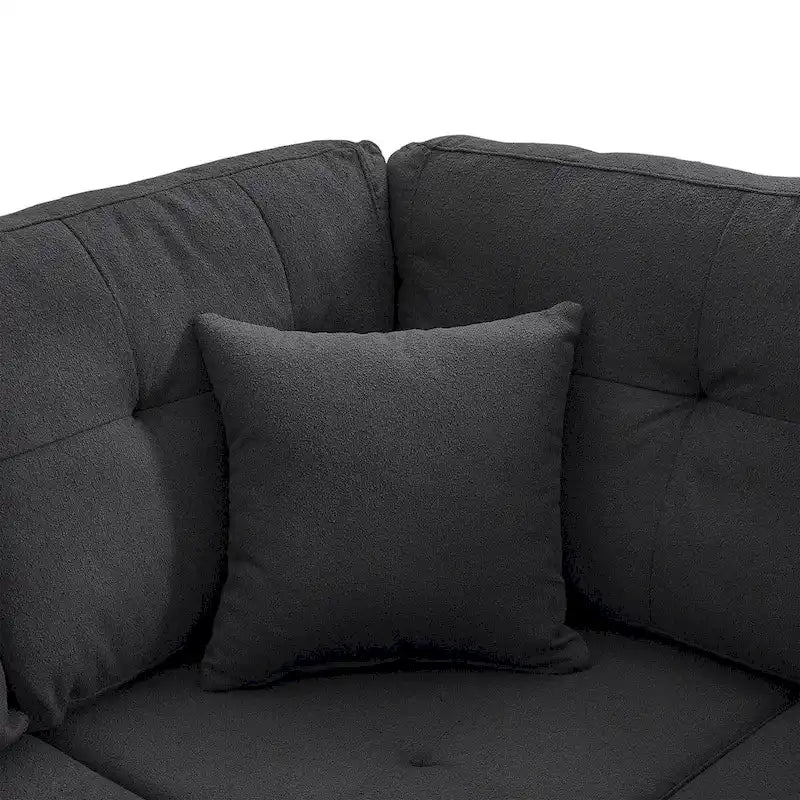 Merax Linen L-shaped Modular Sectional Sofa with Cushions